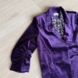Skies Are Blue Rich Purple Velvet Blazer